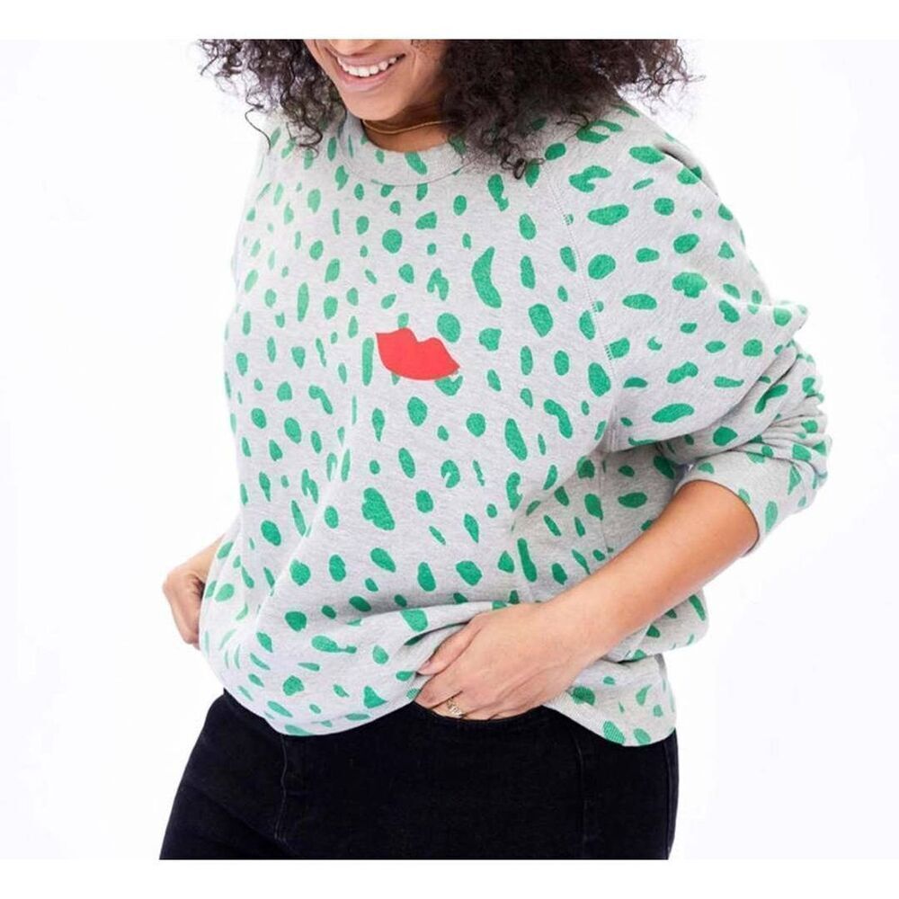 Clare V Leopard Lips Sweatshirt Sz XS